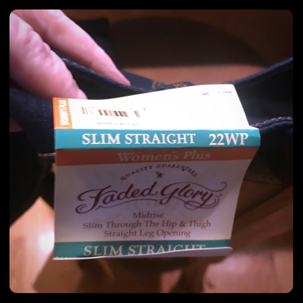 Faded Glory size 22WP. Brand new dark denim